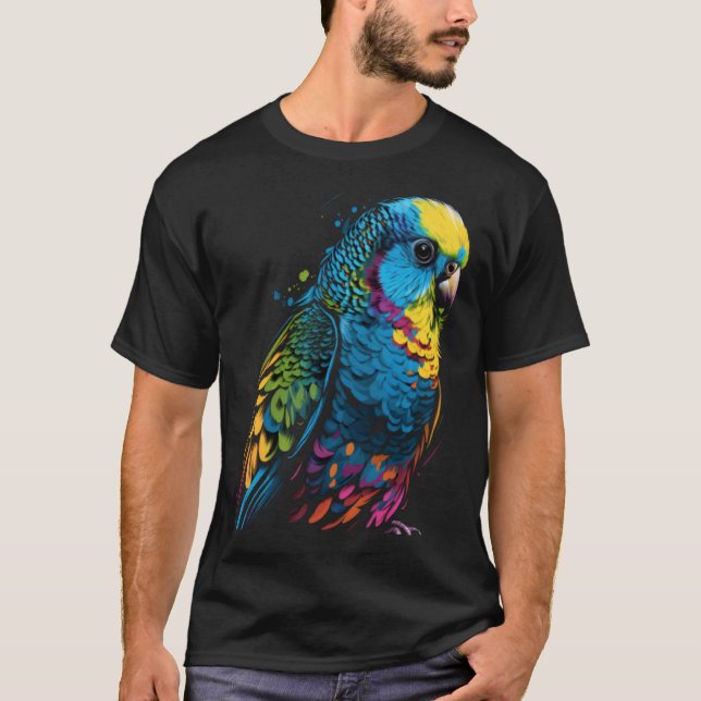 T-shirt Budgie Budgerigar Parakeet Pet Bird Owner Pop  3 (Devant)