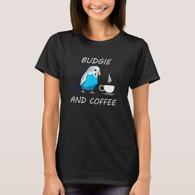 T-shirt Budgie Et Café Cute Budgerigar Café (Devant)