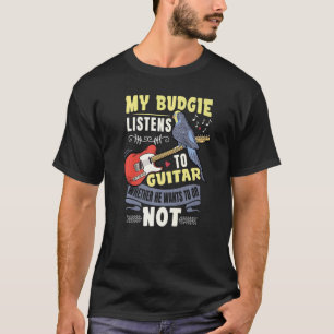 T-shirt Budgie Joue Guitare Parrot Budgerigar Budgie Guita