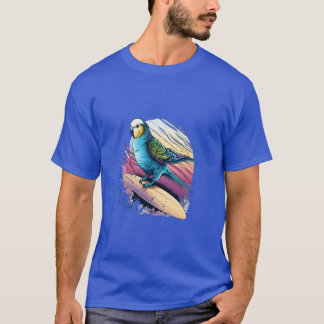 T-shirt Budgie Surfboard Budgerigar Parakeet Bird Kawaii r