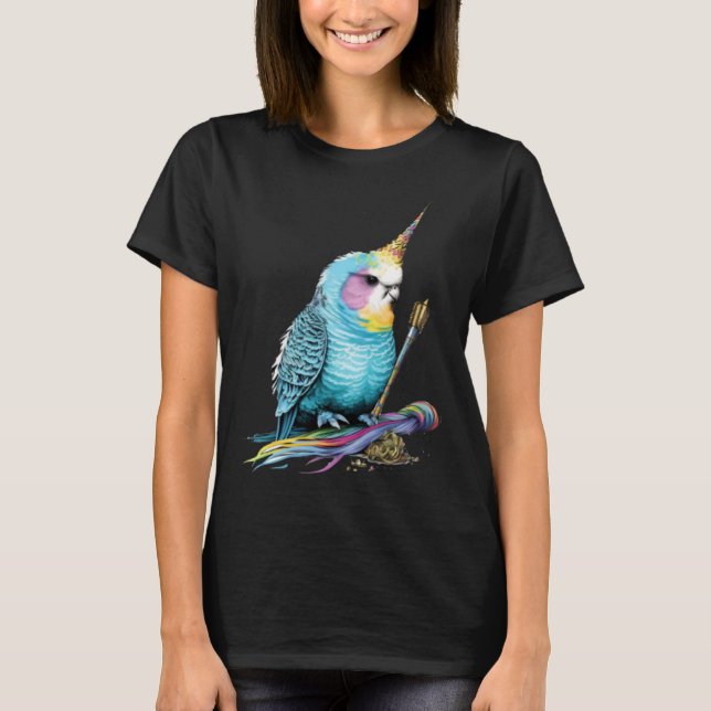 T-shirt Budgie Unicorn Budgerigar Parakeet Bird (Devant)