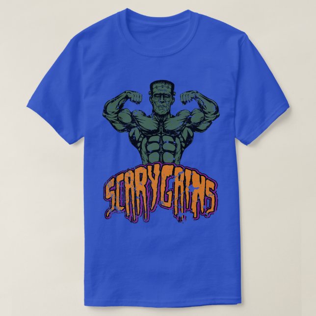 T-shirt Buff Frankenstein Gains de peur Halloween Gym Work (Design devant)