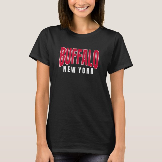T-shirt Buffalo Blue & Red Basic & Traditional Buffalo NY  (Devant)