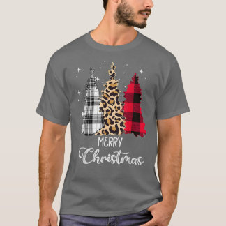 T-shirt Buffalo de sapin de Noël plaqué Leopard blanc roug