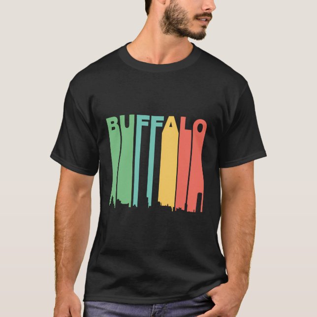 T-shirt Buffalo de style rétro New York Skyline (Devant)
