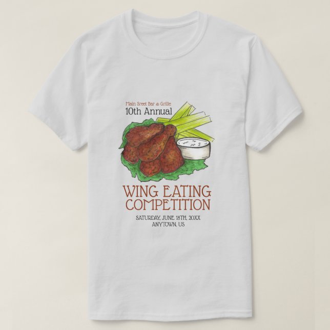 T-shirt Buffalo Hot Chicken Wings Wing Concours de manger (Design devant)