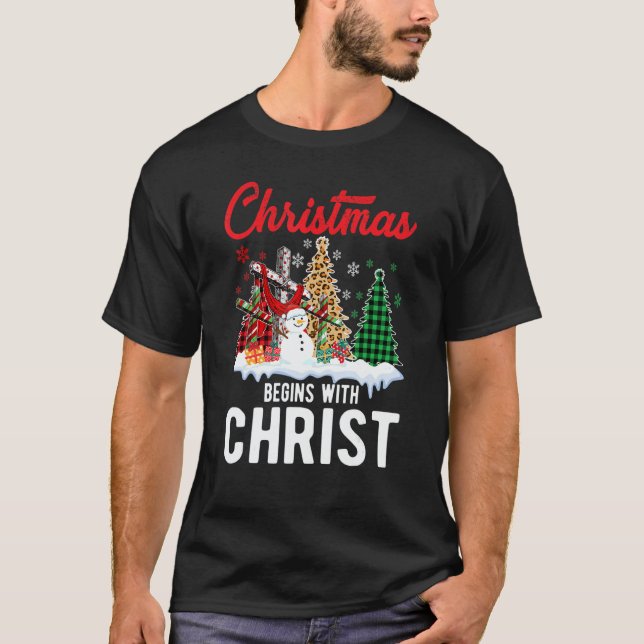 T-shirt Buffalo Plaid Christian Jesus Christmas Begins Wit (Devant)
