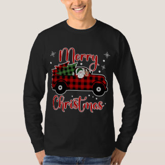 T-shirt Buffalo Plaid Christmas Red Truck Père Noël Reinde