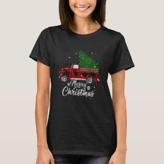 T-shirt Buffalo Plaid Christmas Tree Camion Rouge Vintage 
