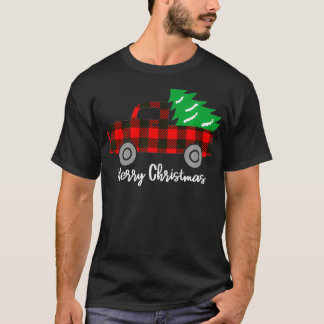 T-shirt Buffalo Plaid Christmas Tree Red Truck Premium (2)