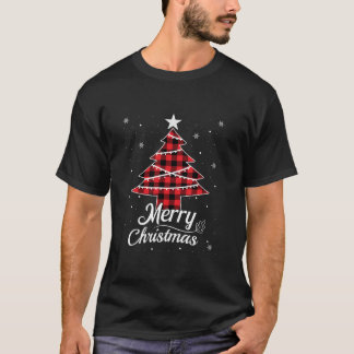 T-shirt Buffalo Plaid Christmas Tree Tee pour maman Papa e