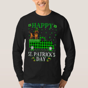 T-shirt Buffalo Plaid Green Truck Bloodhound Dog St. Patri
