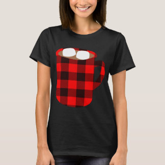 T-shirt Buffalo Plaid Hot Cocoa Cup avec Marshmallow Chris