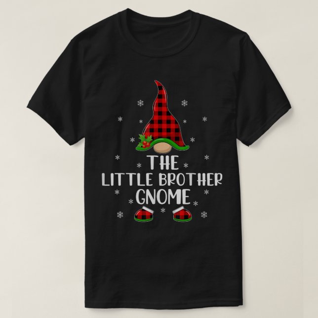 T-shirt Buffalo Plaid Matching The Little Brother Gnome Ch (Design devant)