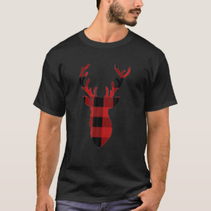 T-shirt Buffalo Red Plaid Deer Reinder Famille Corresponda