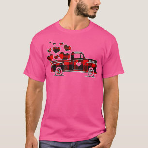 T-shirt Buffalo Red Plaid Truck With Heart Cute Valentine'