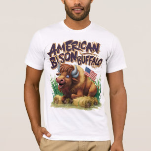 T-shirt Buffle de bison américain avec drapeau américain