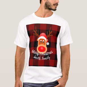 T-shirt Buffle de rennes de Noël amusant Plaid sur mesure
