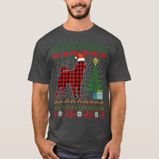 T-shirt Buffle Rouge Husky Plaid Drôle Douleur de Noël moc