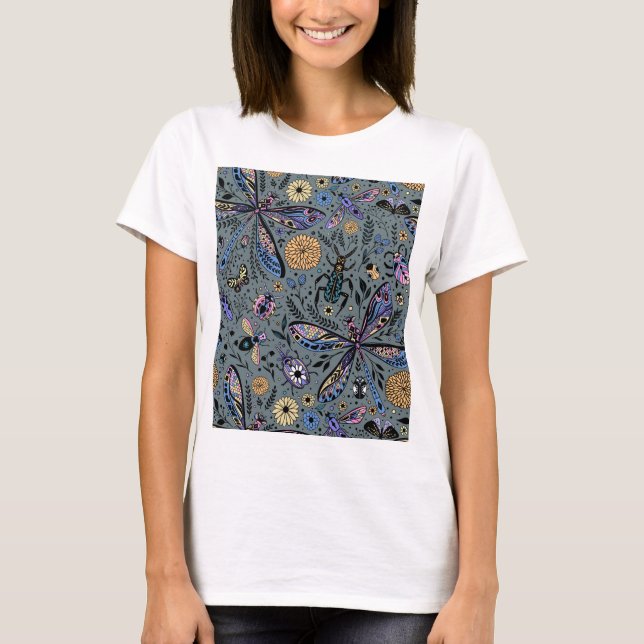 T-shirt Bugs de Doodle sur le gris de latte (Devant)