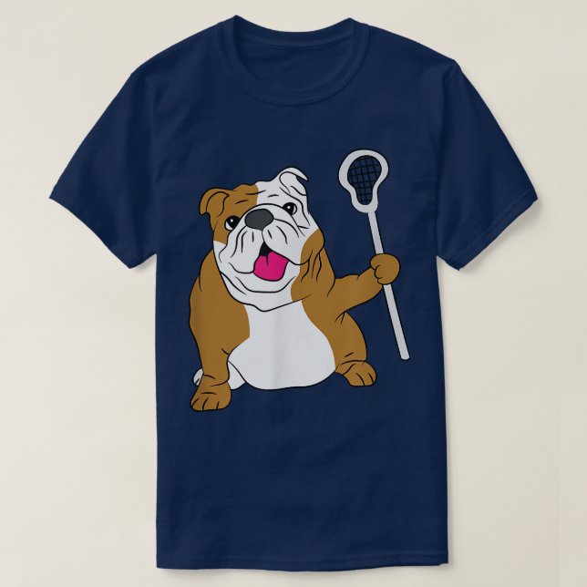 T-shirt Buldog Chien Lacrosse Design LAX Papa  (Design devant)