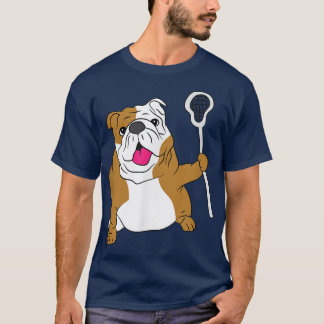 T-shirt Buldog Chien Lacrosse Design LAX Papa 