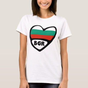 T-shirt Bulgarie Code Pays Coeur Drapeau, BGR