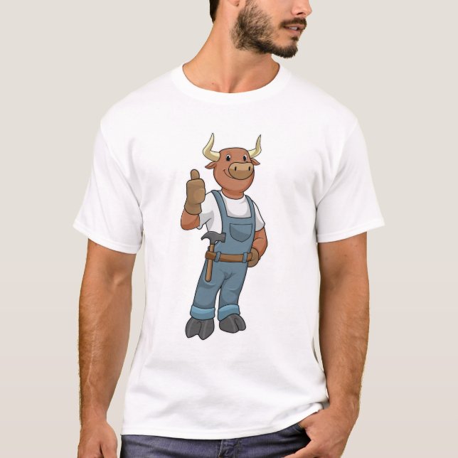 T-shirt Bull comme Handyman avec Hammer (Devant)