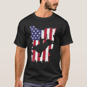 T-shirt Bull Riding Rodeo Cowboy USA Drapeau 4 juillet