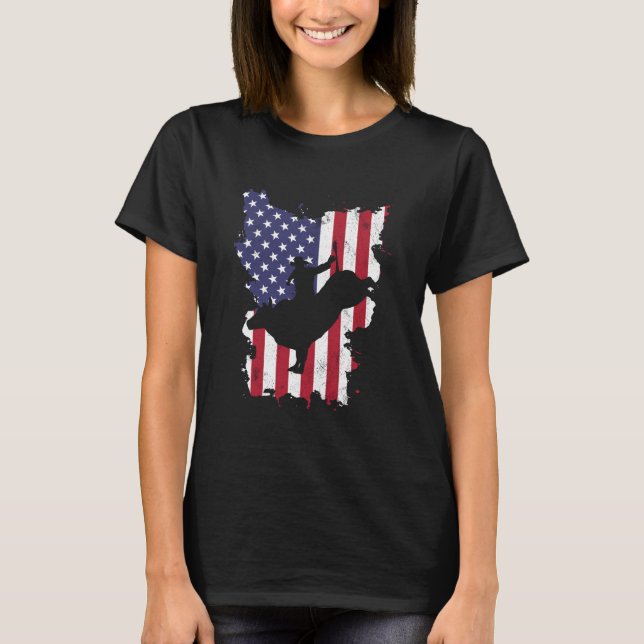 T-shirt Bull Riding Rodeo Cowboy USA Drapeau 4 juillet US  (Devant)