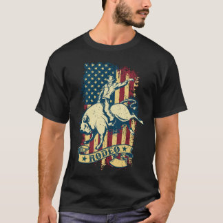 T-shirt Bull Riding Rodeo Vintage Distressed USA Bull Ride