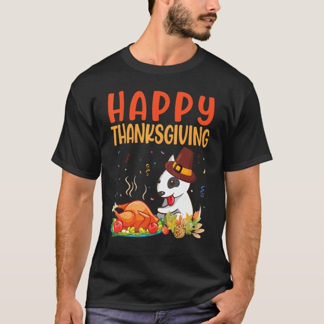 T-shirt Bull Terrier Chien Regardez Turquie Viande Happy N (Devant)
