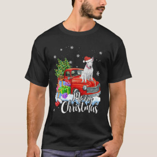 T-shirt Bull Terrier équitation Camion Rouge Joyeux Noël N