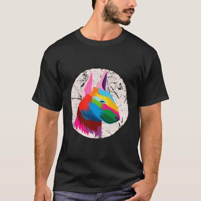 T-shirt Bull Terrier Funny Multicolor Animal (Devant)