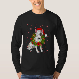 T-shirt Bull Terrier Noël Noël Noël Chapeau Noël Lumi