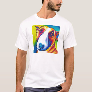 T-shirt bull-terrier rouge et blanc 2