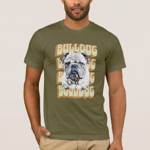 T-shirt Bulldog anglais avec police rétro
