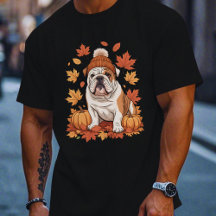 Bulldog anglais écharpe d'automne feuilles d'autom