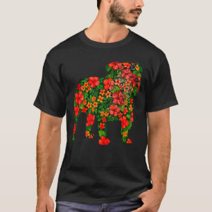 T-shirt Bulldog anglais floral