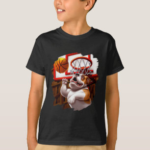 T-shirt Bulldog anglais jouer de basket-ball amusant chien