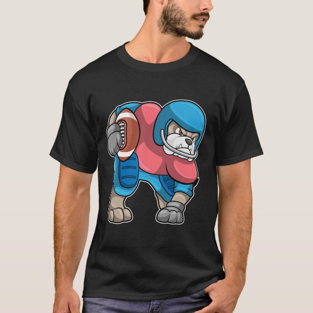 T-shirt Bulldog au sport avec football et casque (Devant)