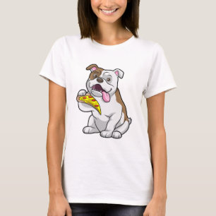 T-shirt Bulldog avec morceau de pizza