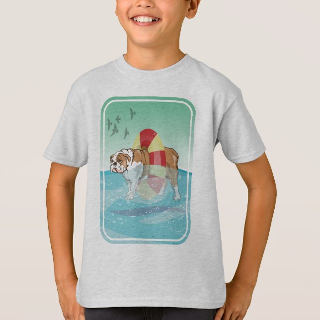 T-shirt Bulldog Baignade dans l'océan (Devant)