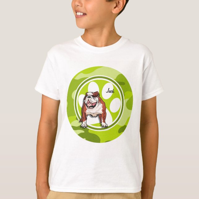 T-shirt Bulldog ; camo vert vif, camouflage (Devant)
