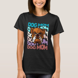 T-shirt Bulldog Chien Maman Retro Chien Vintage Maman