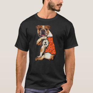 T-shirt Bulldog Chien Tattoo J'aime grand-mère Fleur Mères