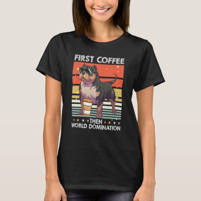T-shirt Bulldog Coffee Breed Dog   Pet American Bully (Devant)