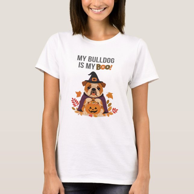 T-shirt Bulldog Halloween Costume  My Bulldog is My Boo Do (Devant)