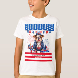T-shirt Bulldog Happy 4 juillet Fête de l'Indépendance amé