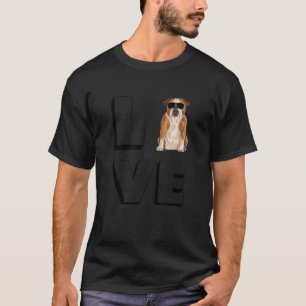 T-shirt Bulldog Love Coeur Lunettes de soleil Chien França
